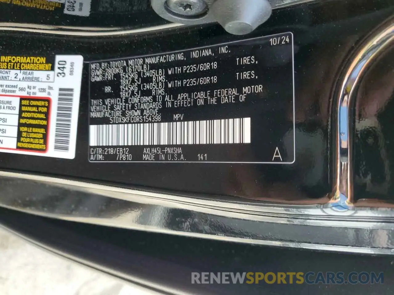 13 Photograph of a damaged car 5TDXSKFC0RS154398 TOYOTA SIENNA 2024