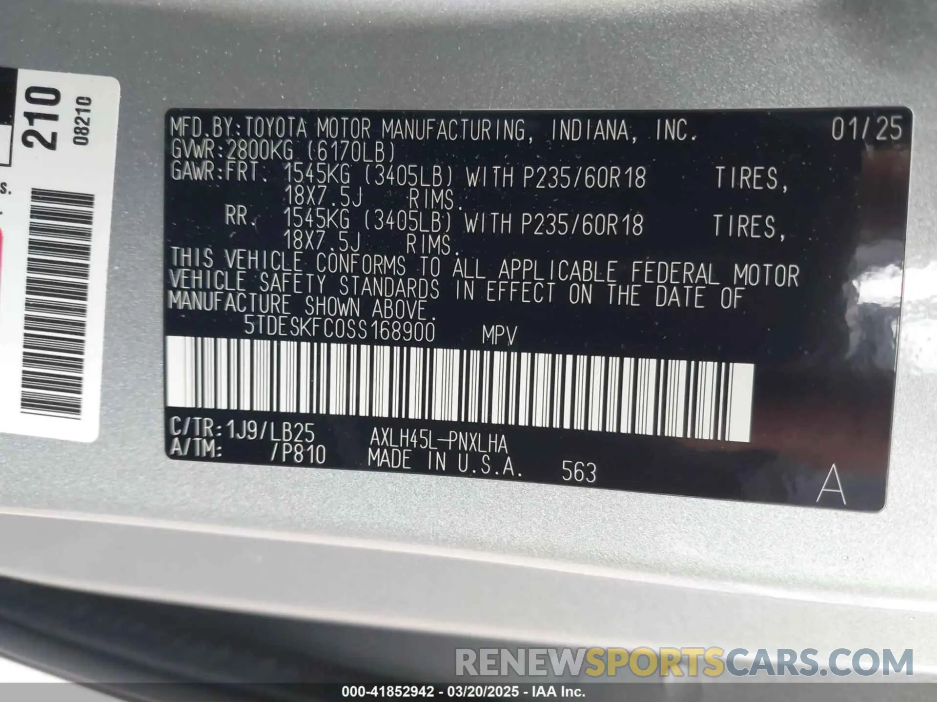 9 Photograph of a damaged car 5TDESKFC0SS168900 TOYOTA SIENNA 2025