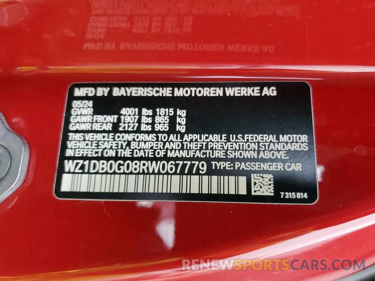 14 Photograph of a damaged car WZ1DB0G08RW067779 TOYOTA SUPRA 2024