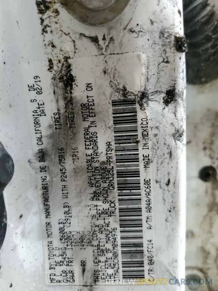 13 Photograph of a damaged car 3TMAZ5CN0KM094976 TOYOTA TACOMA 2019