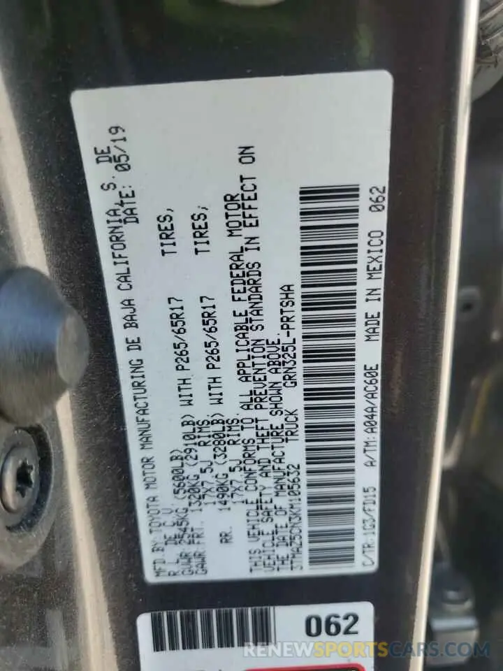 12 Photograph of a damaged car 3TMAZ5CN3KM105632 TOYOTA TACOMA 2019