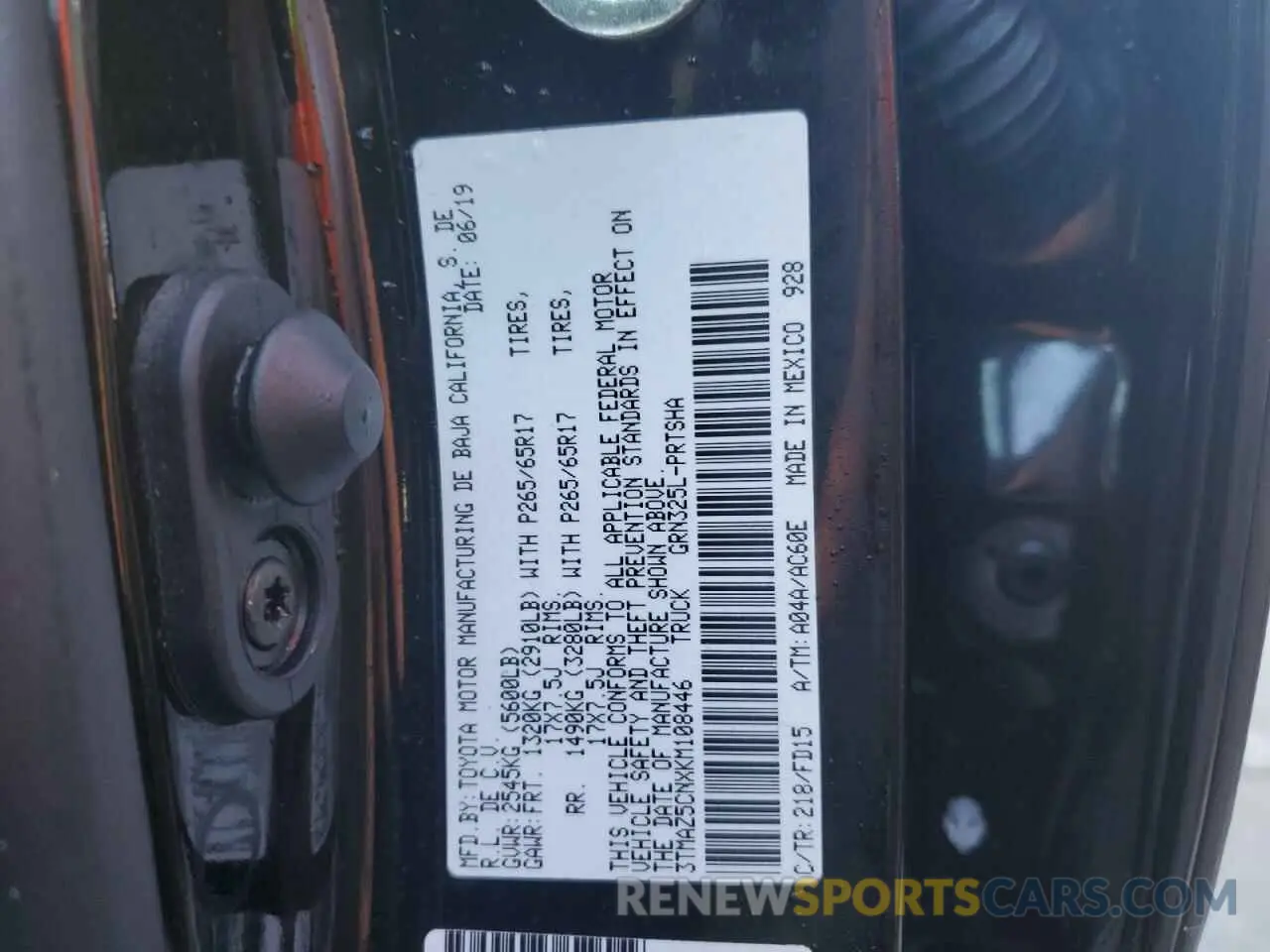 12 Photograph of a damaged car 3TMAZ5CNXKM108446 TOYOTA TACOMA 2019