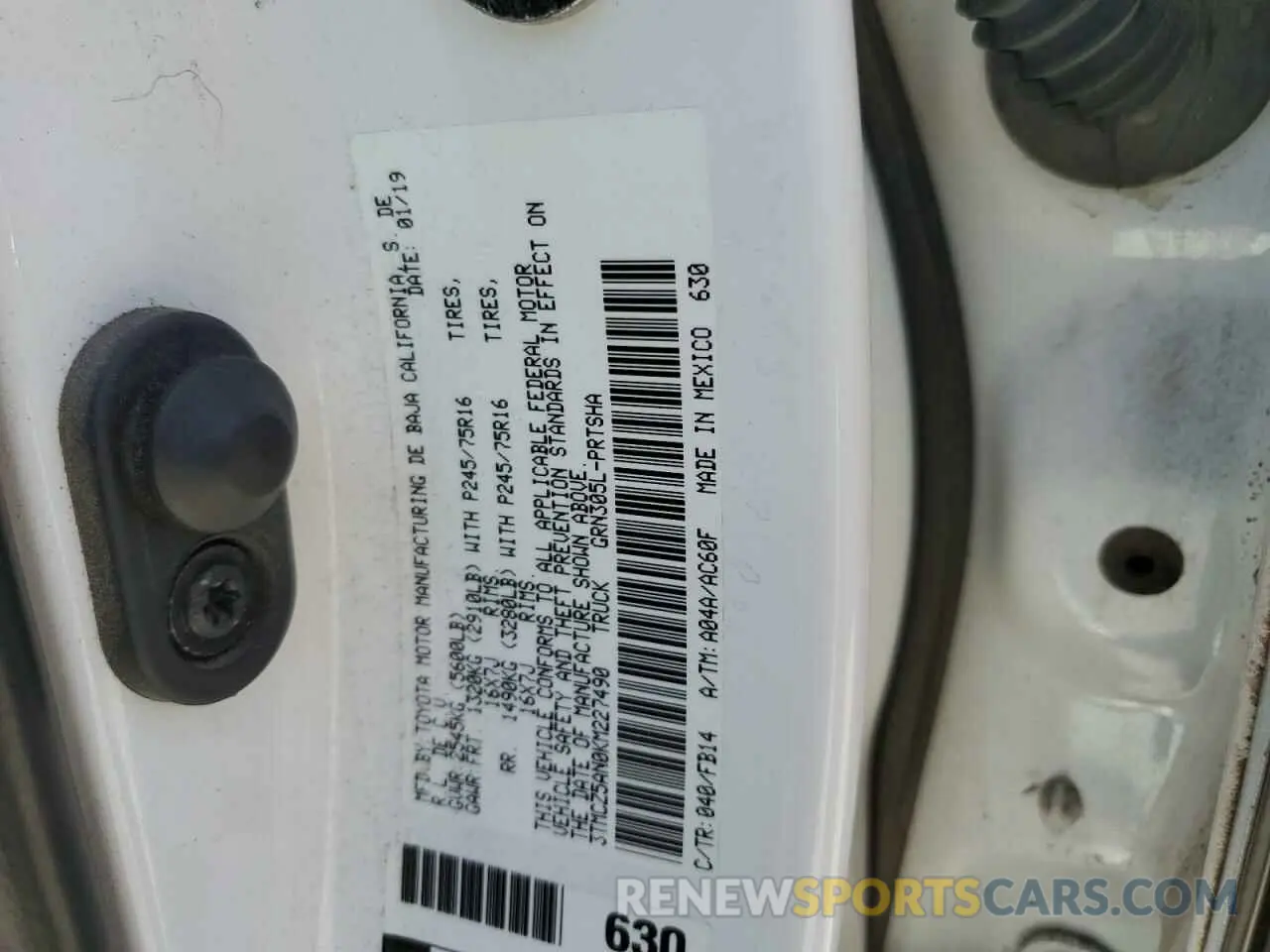 12 Photograph of a damaged car 3TMCZ5AN0KM227490 TOYOTA TACOMA 2019