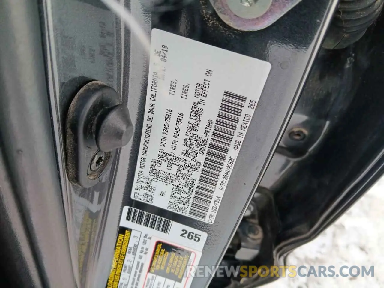 13 Photograph of a damaged car 3TMCZ5AN1KM254049 TOYOTA TACOMA 2019