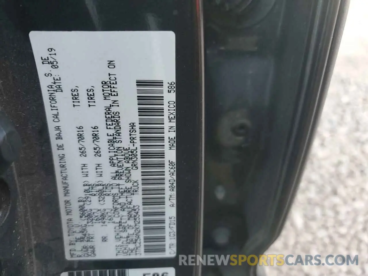 12 Photograph of a damaged car 3TMCZ5AN2KM255453 TOYOTA TACOMA 2019