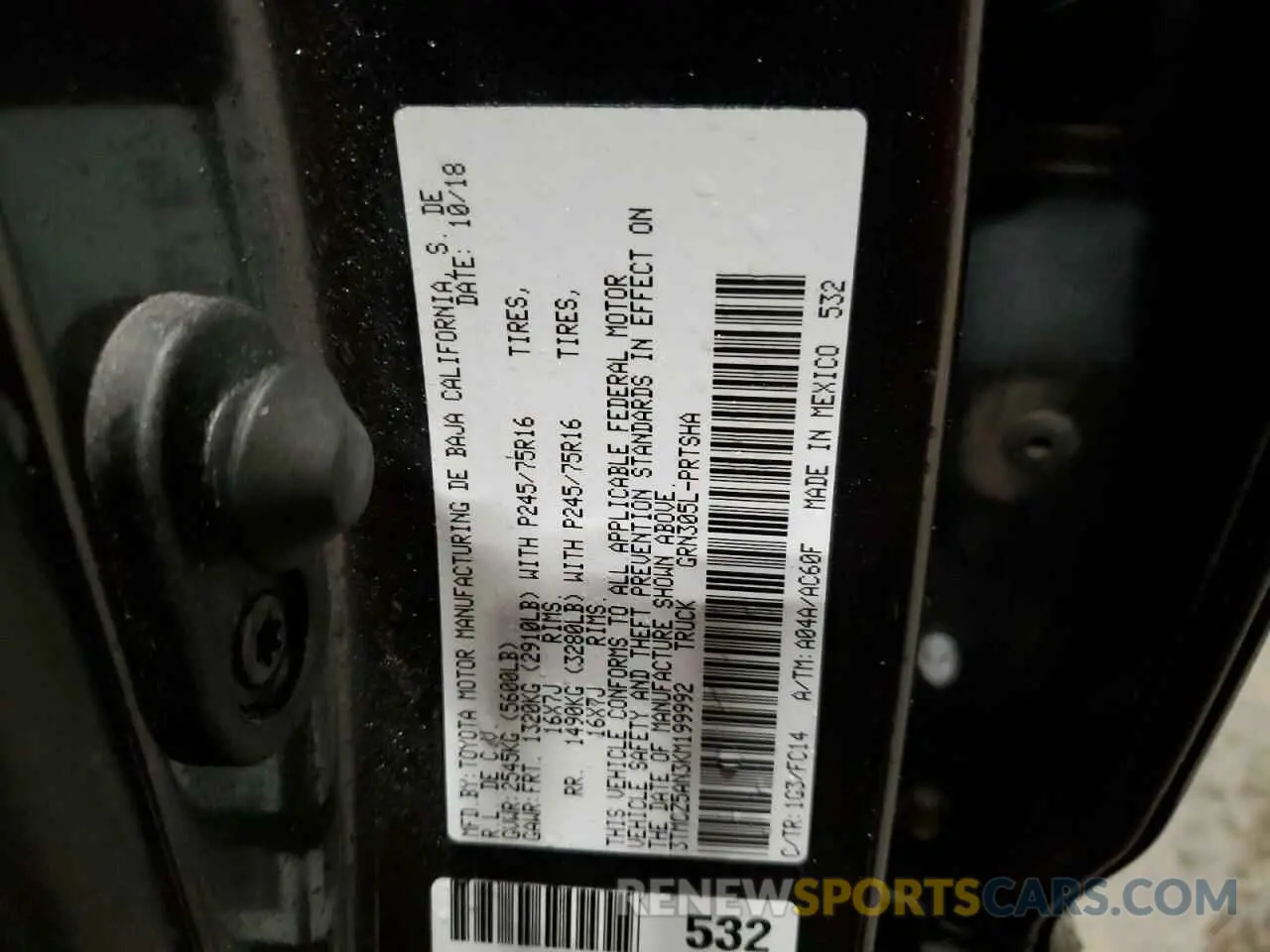 12 Photograph of a damaged car 3TMCZ5AN3KM199992 TOYOTA TACOMA 2019
