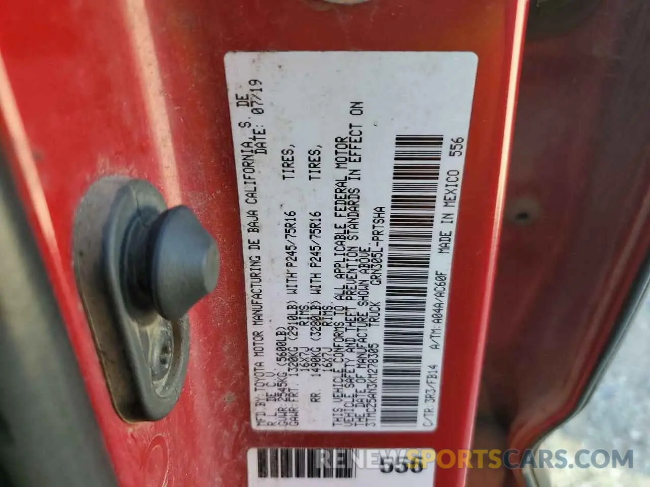 14 Photograph of a damaged car 3TMCZ5AN3KM278305 TOYOTA TACOMA 2019