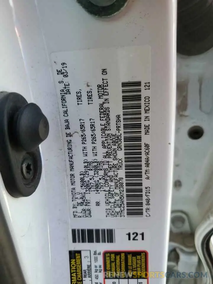 12 Photograph of a damaged car 3TMCZ5AN5KM238078 TOYOTA TACOMA 2019