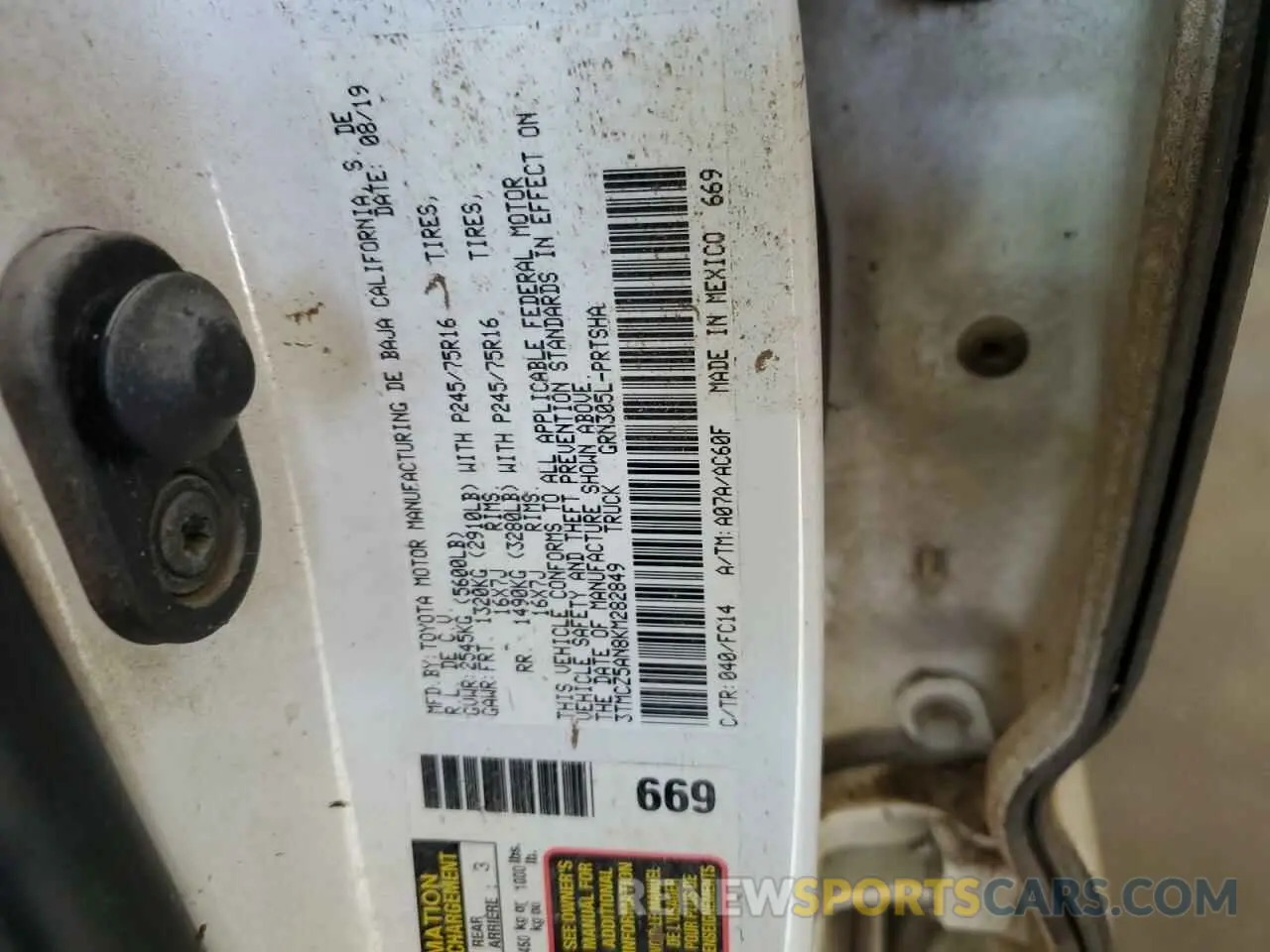 14 Photograph of a damaged car 3TMCZ5AN8KM282849 TOYOTA TACOMA 2019
