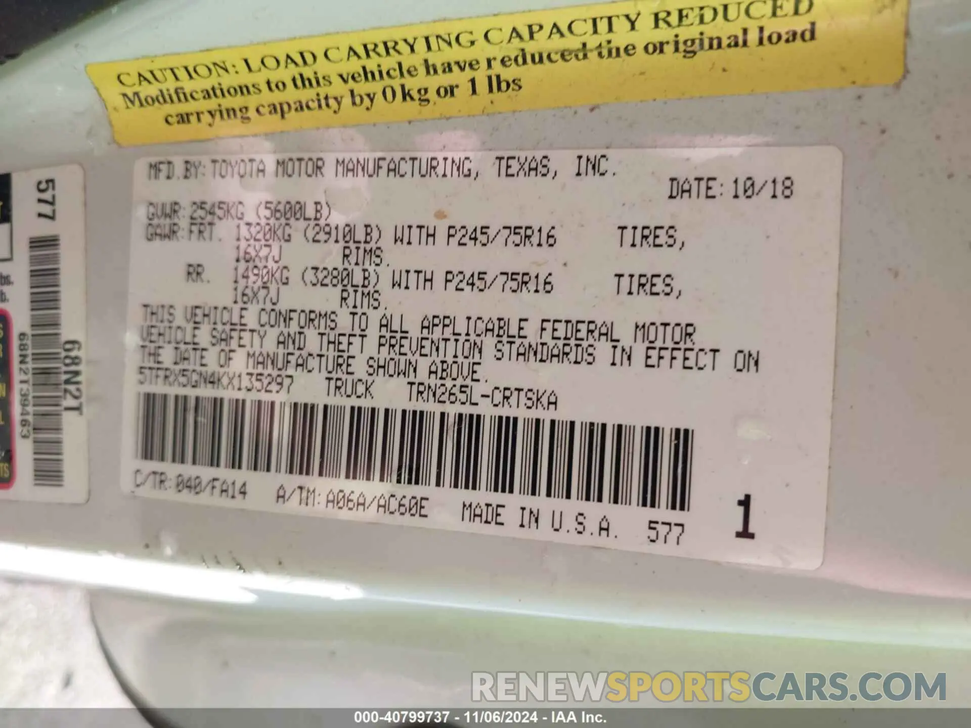 9 Photograph of a damaged car 5TFRX5GN4KX135297 TOYOTA TACOMA 2019
