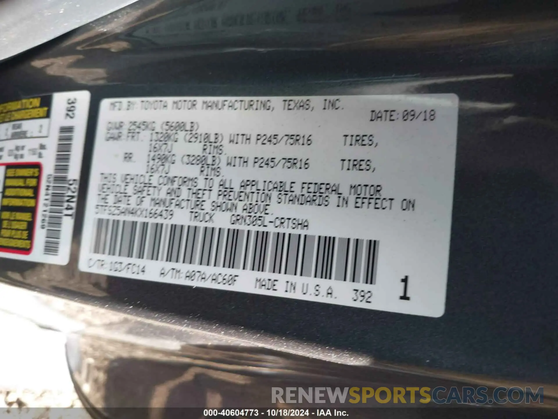 9 Photograph of a damaged car 5TFSZ5AN4KX166439 TOYOTA TACOMA 2019