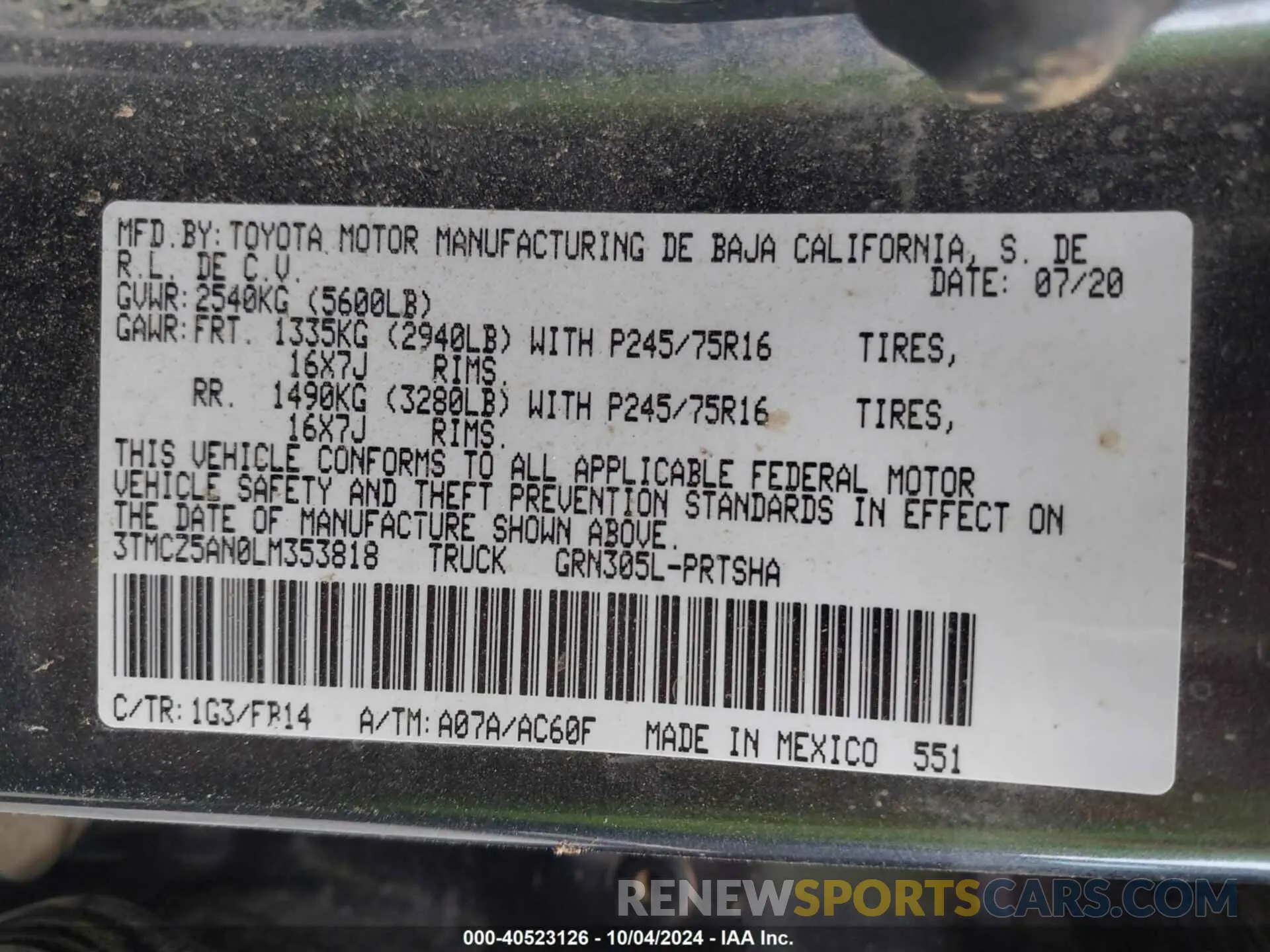 9 Photograph of a damaged car 3TMCZ5AN0LM353818 TOYOTA TACOMA 2020