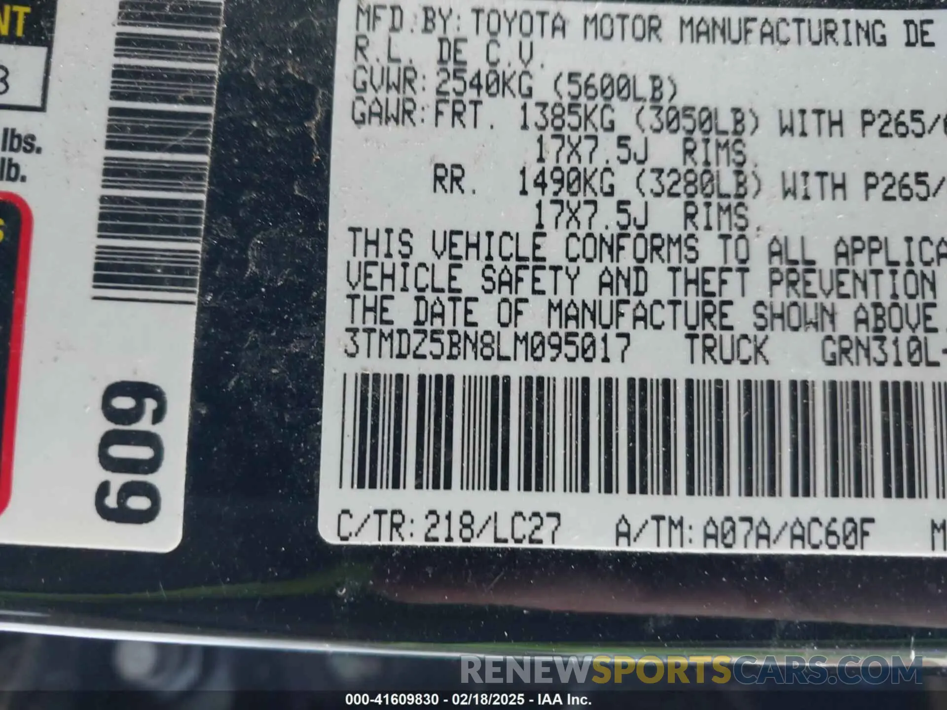 9 Photograph of a damaged car 3TMDZ5BN8LM095017 TOYOTA TACOMA 2020