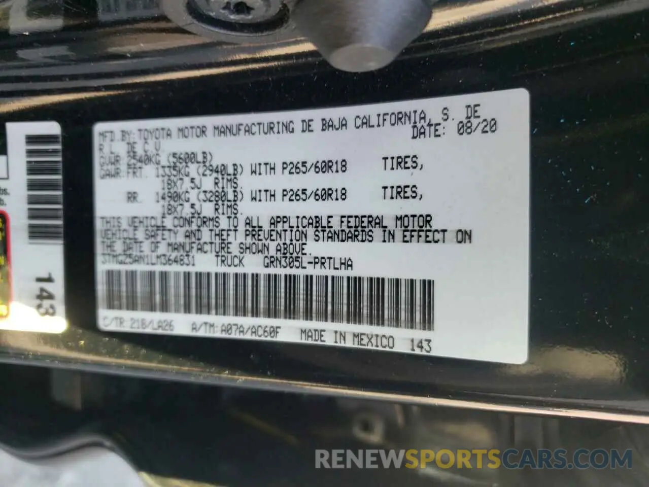 12 Photograph of a damaged car 3TMGZ5AN1LM364831 TOYOTA TACOMA 2020