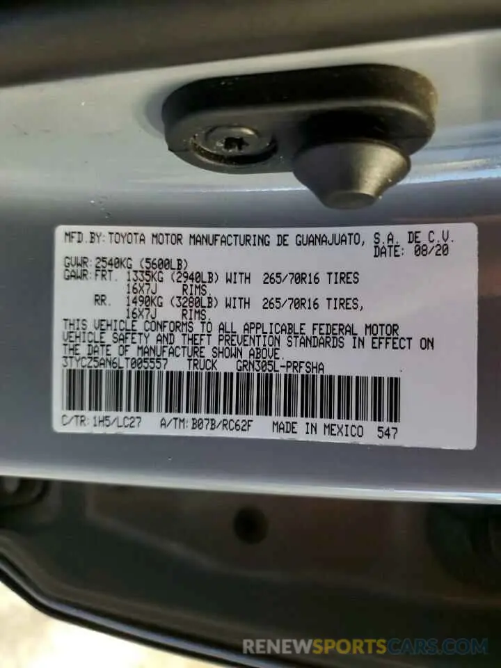 13 Photograph of a damaged car 3TYCZ5AN6LT005557 TOYOTA TACOMA 2020