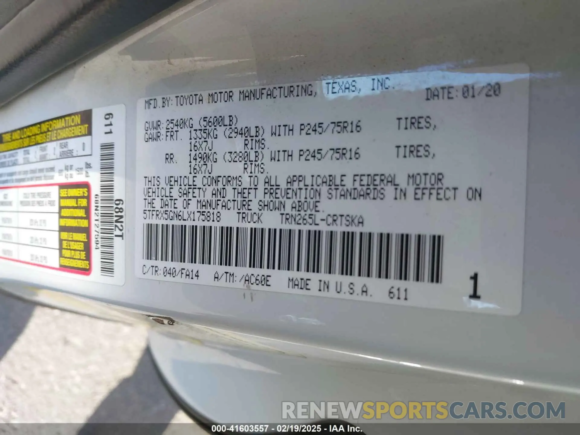 9 Photograph of a damaged car 5TFRX5GN6LX175818 TOYOTA TACOMA 2020