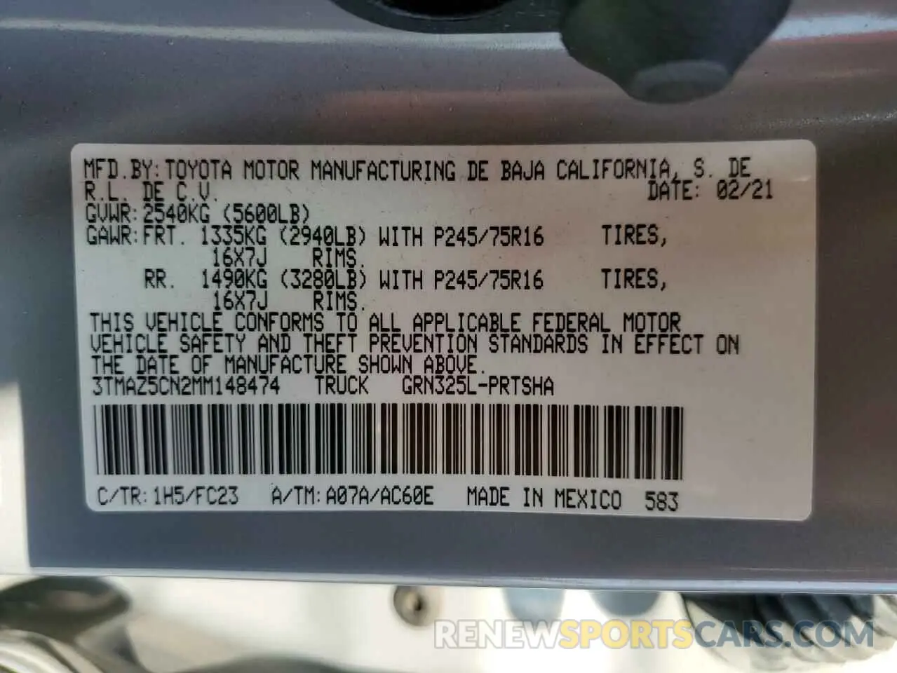 12 Photograph of a damaged car 3TMAZ5CN2MM148474 TOYOTA TACOMA 2021