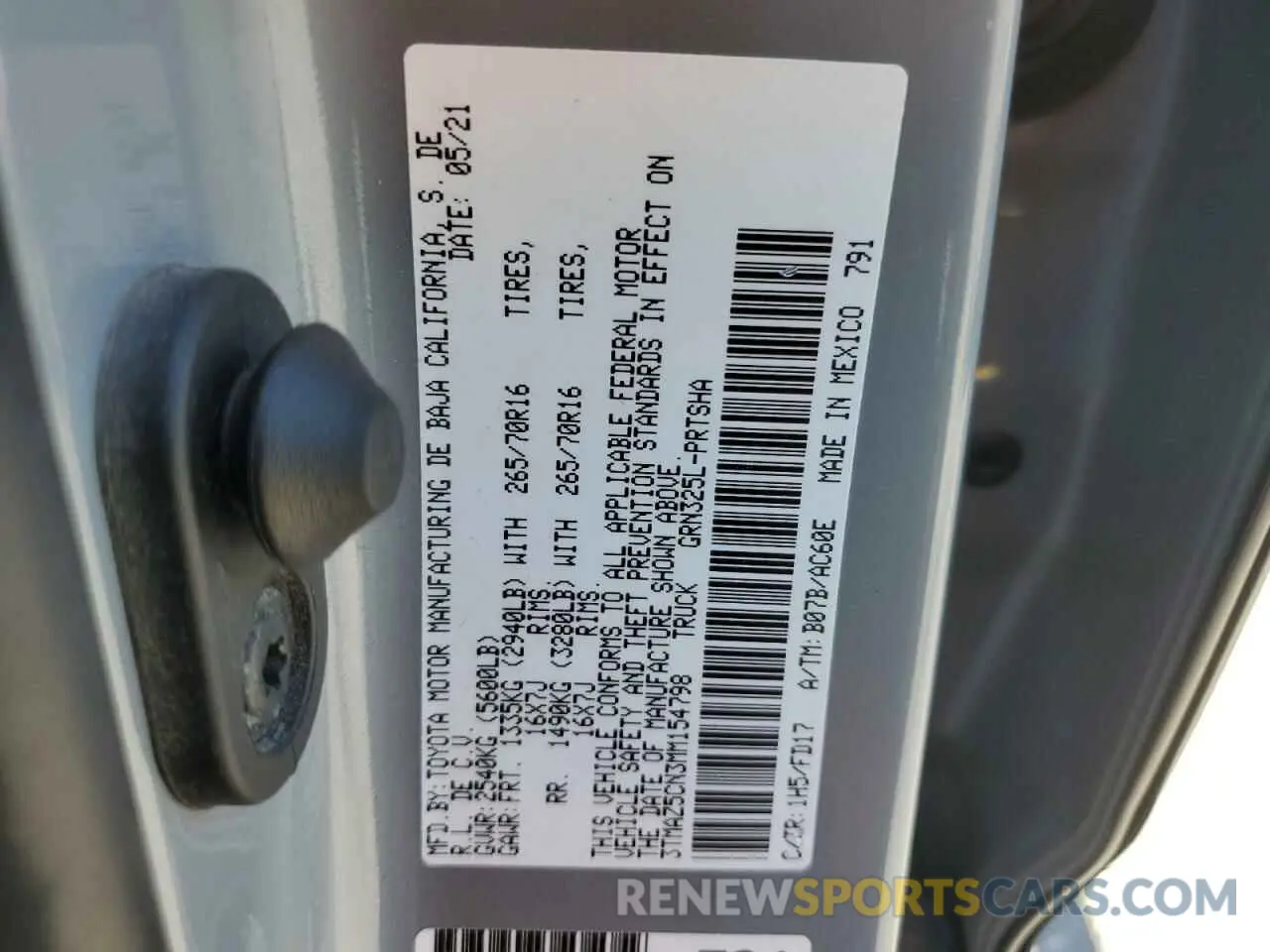 12 Photograph of a damaged car 3TMAZ5CN3MM154798 TOYOTA TACOMA 2021