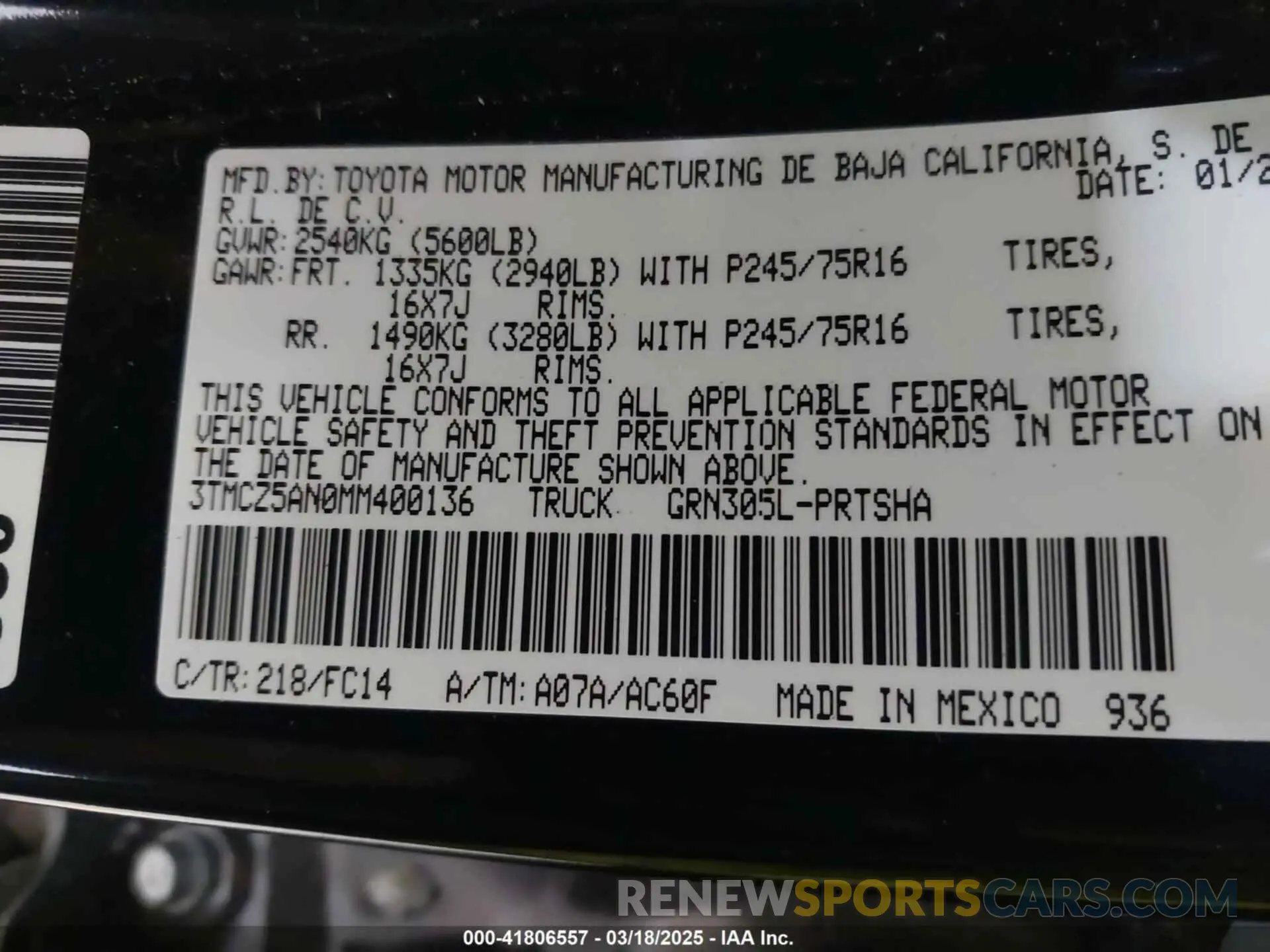 9 Photograph of a damaged car 3TMCZ5AN0MM400136 TOYOTA TACOMA 2021
