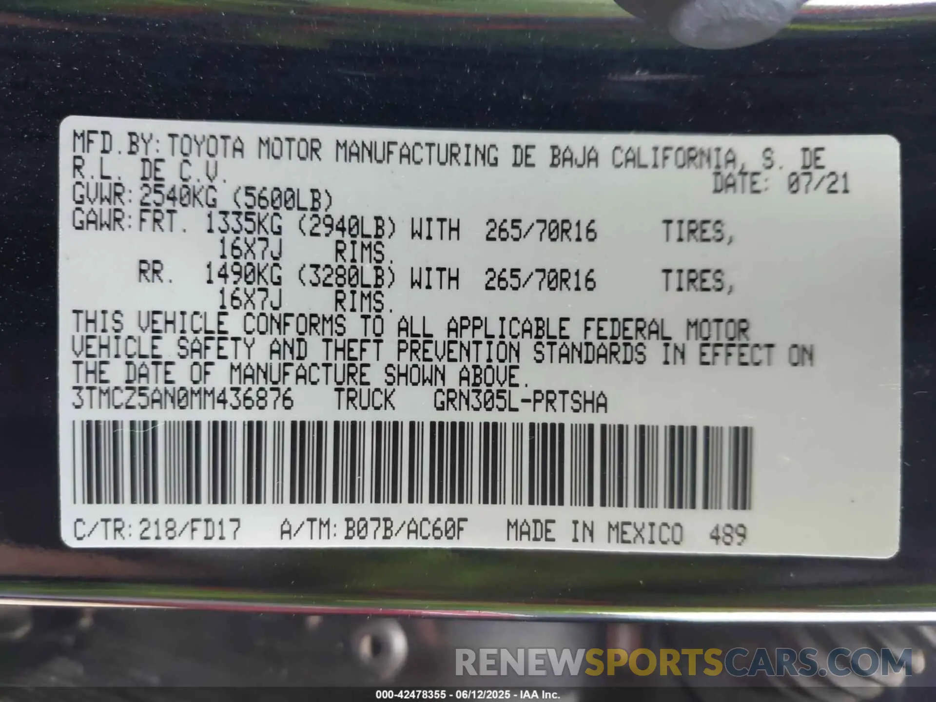 9 Photograph of a damaged car 3TMCZ5AN0MM436876 TOYOTA TACOMA 2021