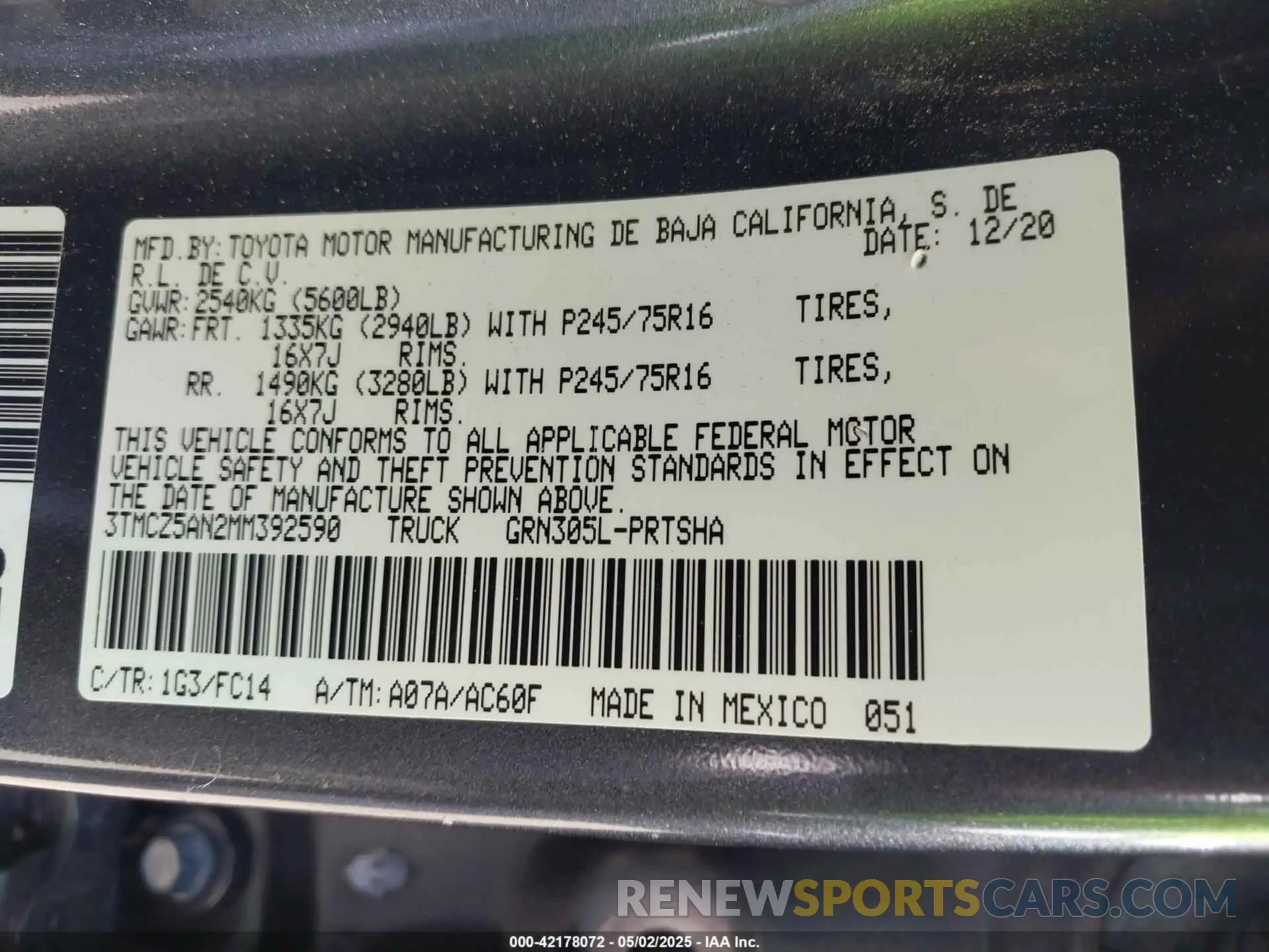 9 Photograph of a damaged car 3TMCZ5AN2MM392590 TOYOTA TACOMA 2021