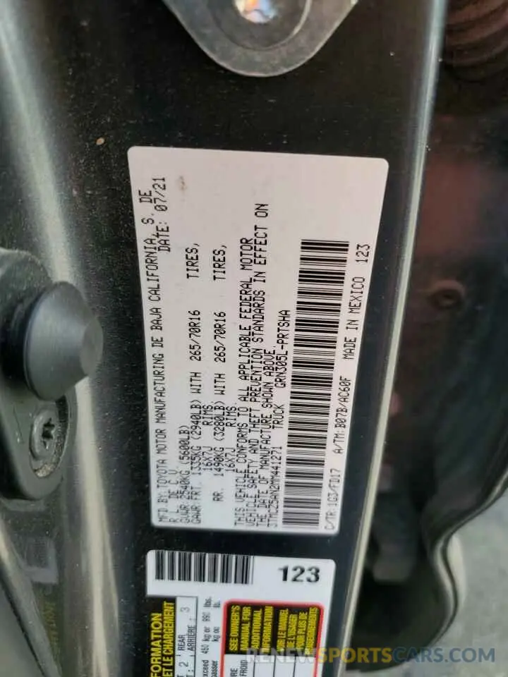 12 Photograph of a damaged car 3TMCZ5AN2MM441271 TOYOTA TACOMA 2021