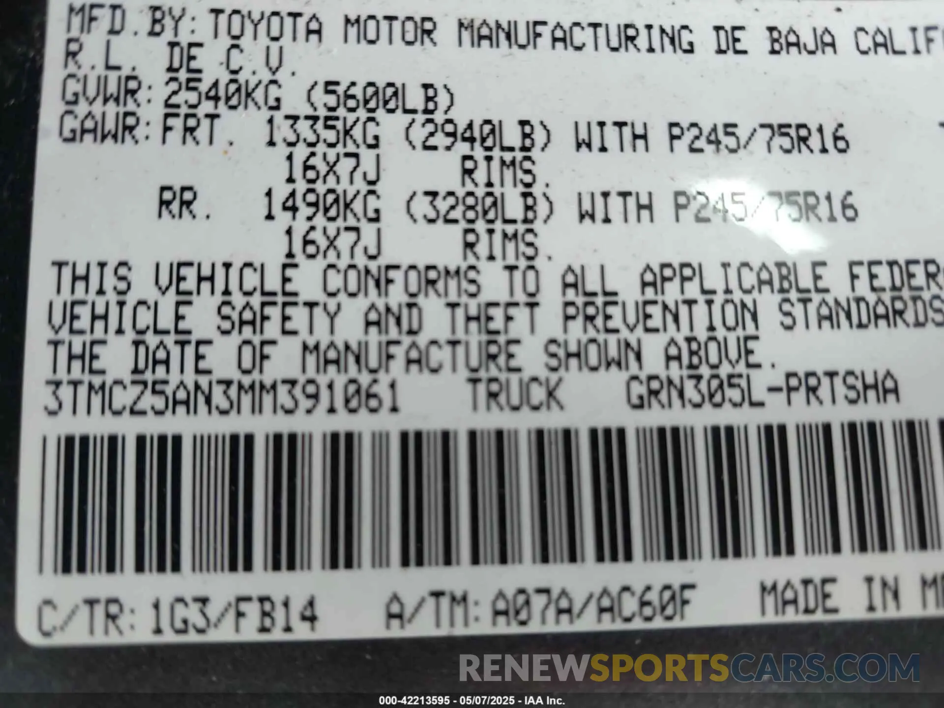 9 Photograph of a damaged car 3TMCZ5AN3MM391061 TOYOTA TACOMA 2021