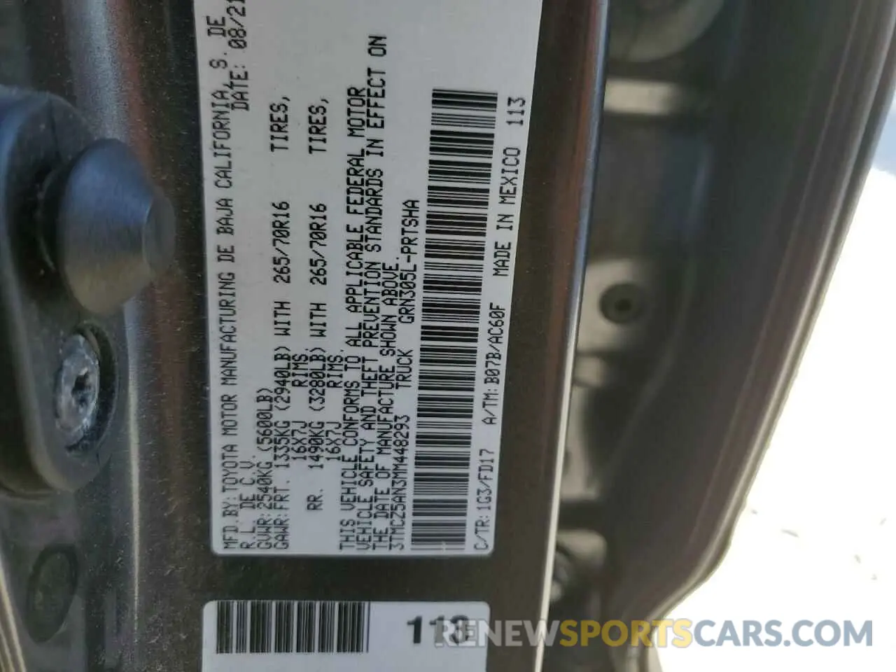 12 Photograph of a damaged car 3TMCZ5AN3MM448293 TOYOTA TACOMA 2021
