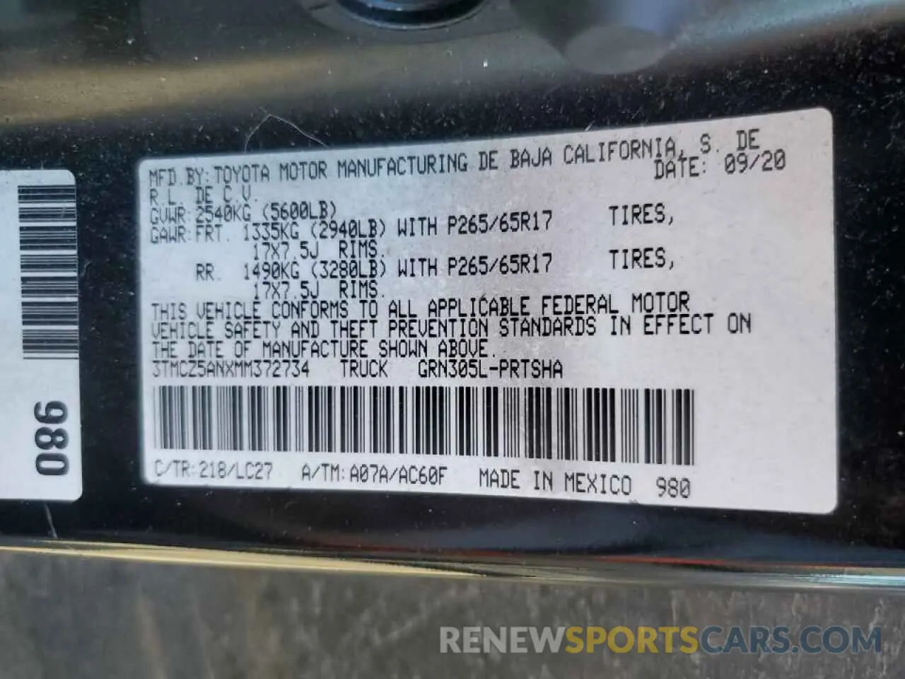 14 Photograph of a damaged car 3TMCZ5ANXMM372734 TOYOTA TACOMA 2021