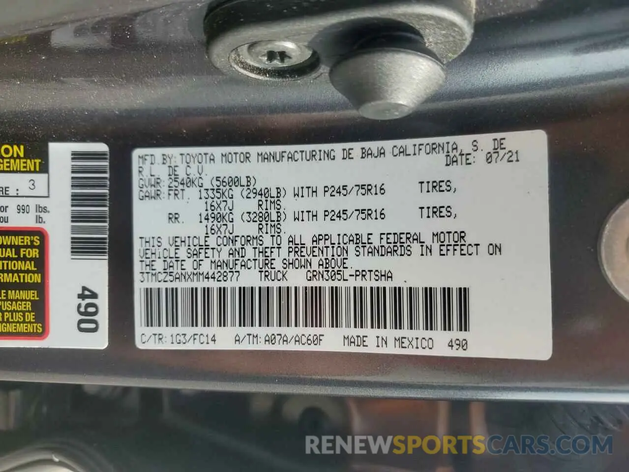 13 Photograph of a damaged car 3TMCZ5ANXMM442877 TOYOTA TACOMA 2021