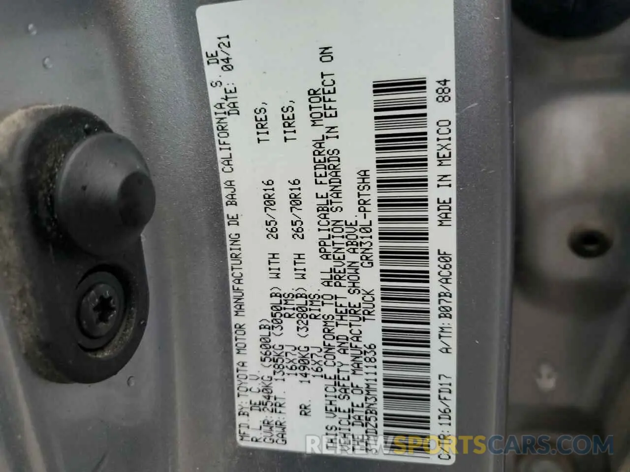 13 Photograph of a damaged car 3TMDZ5BN3MM111836 TOYOTA TACOMA 2021