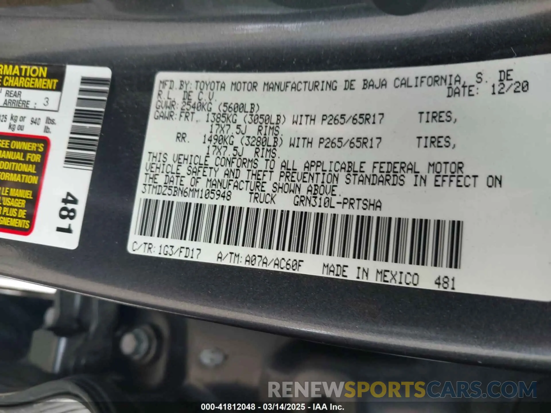 9 Photograph of a damaged car 3TMDZ5BN6MM105948 TOYOTA TACOMA 2021