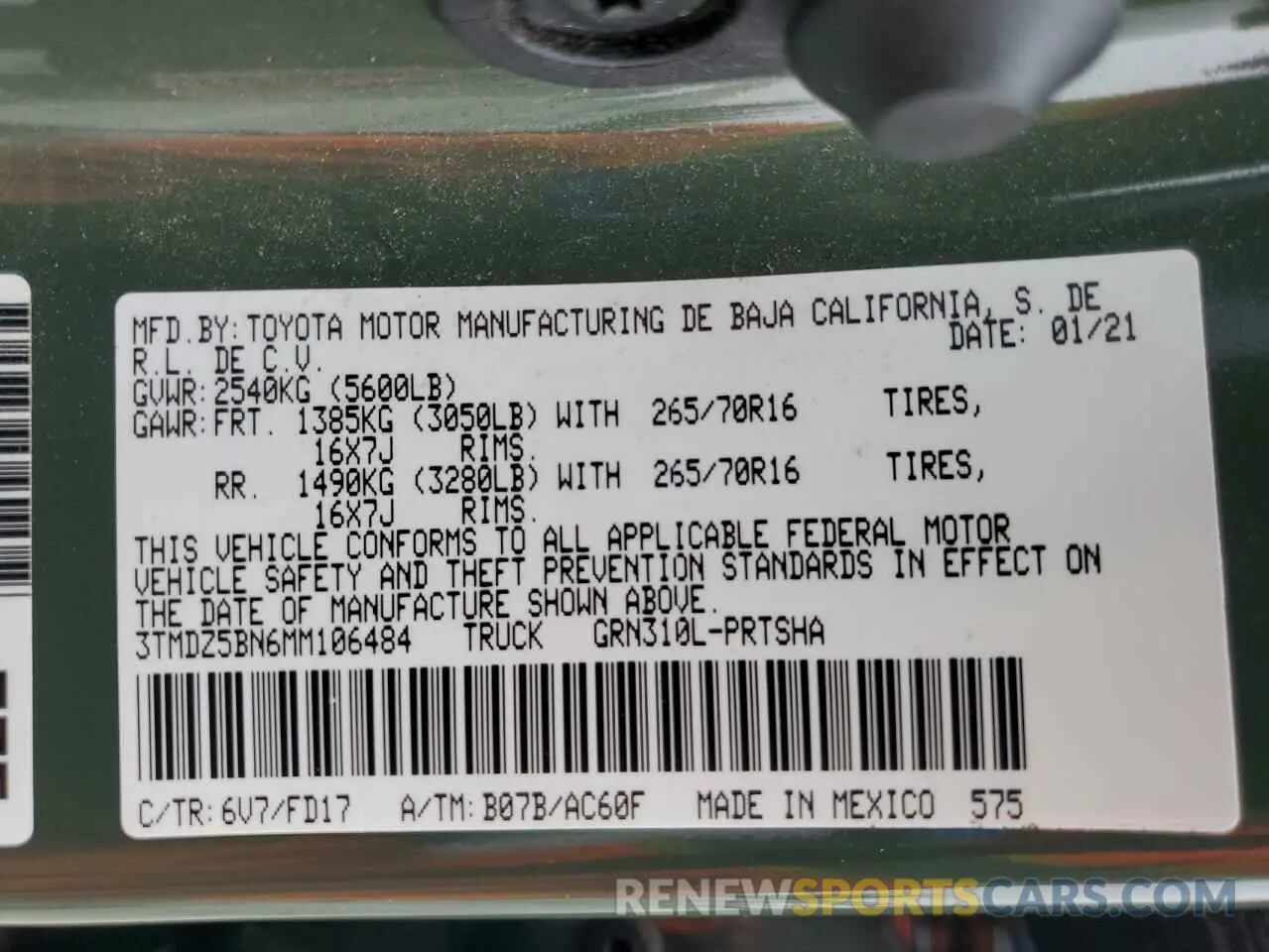 12 Photograph of a damaged car 3TMDZ5BN6MM106484 TOYOTA TACOMA 2021