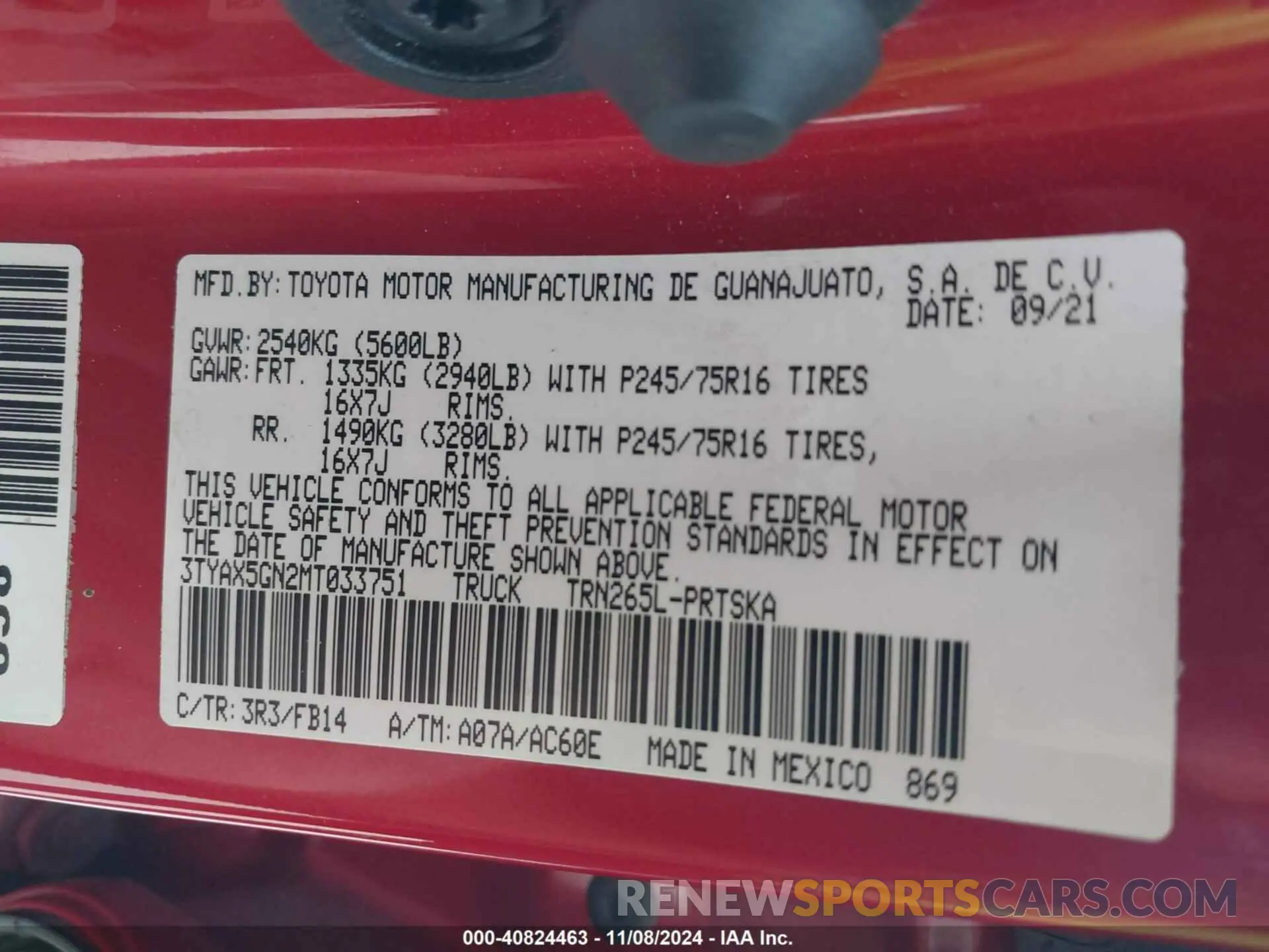 9 Photograph of a damaged car 3TYAX5GN2MT033751 TOYOTA TACOMA 2021