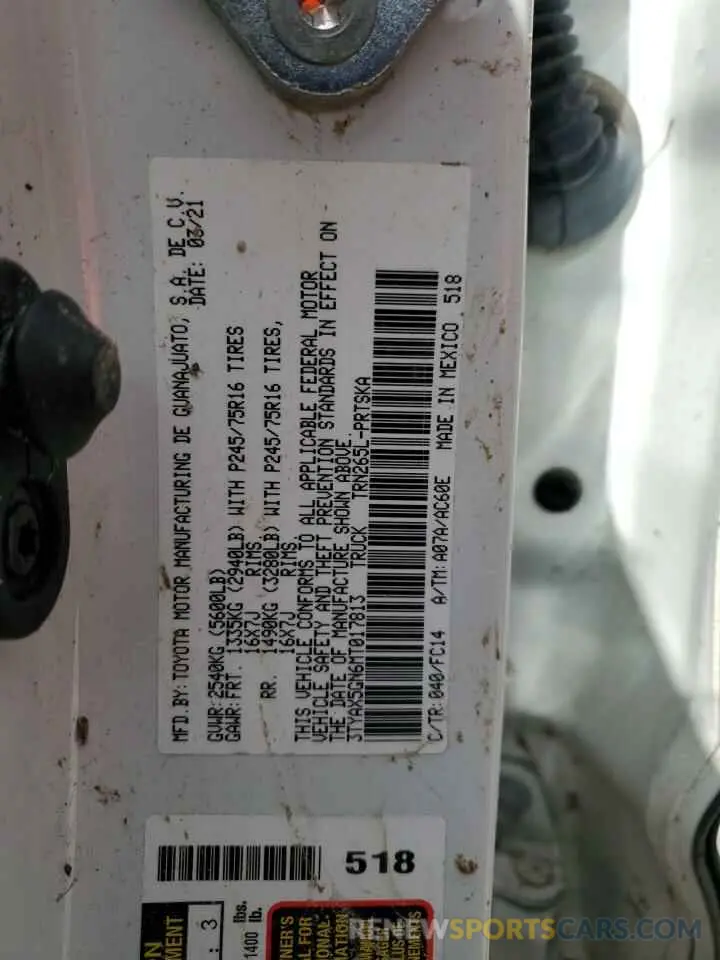 13 Photograph of a damaged car 3TYAX5GN6MT017813 TOYOTA TACOMA 2021