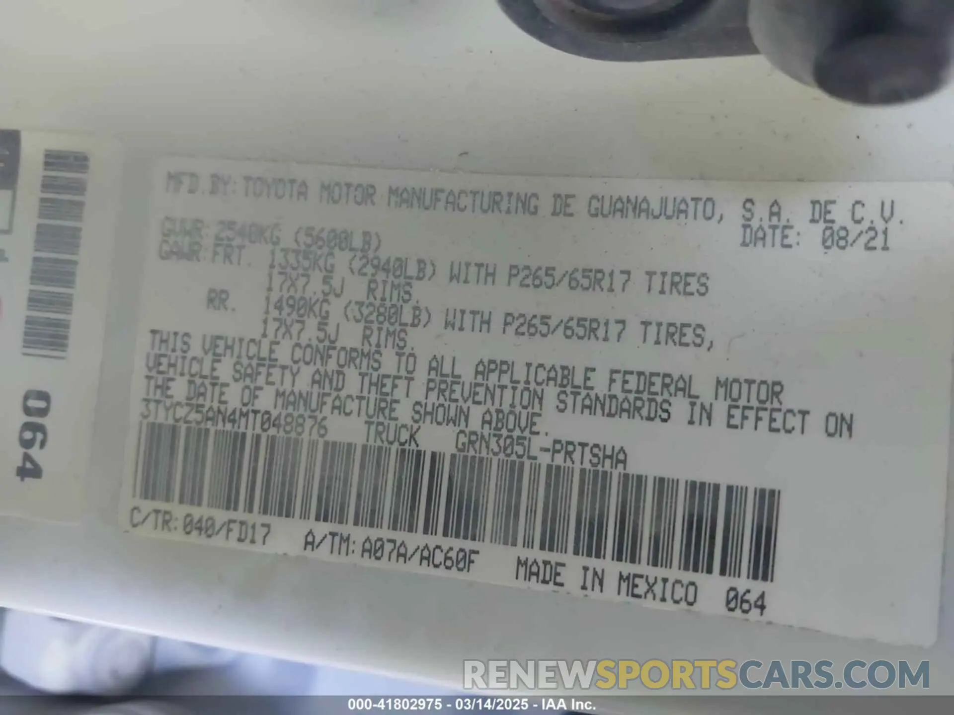 9 Photograph of a damaged car 3TYCZ5AN4MT048876 TOYOTA TACOMA 2021
