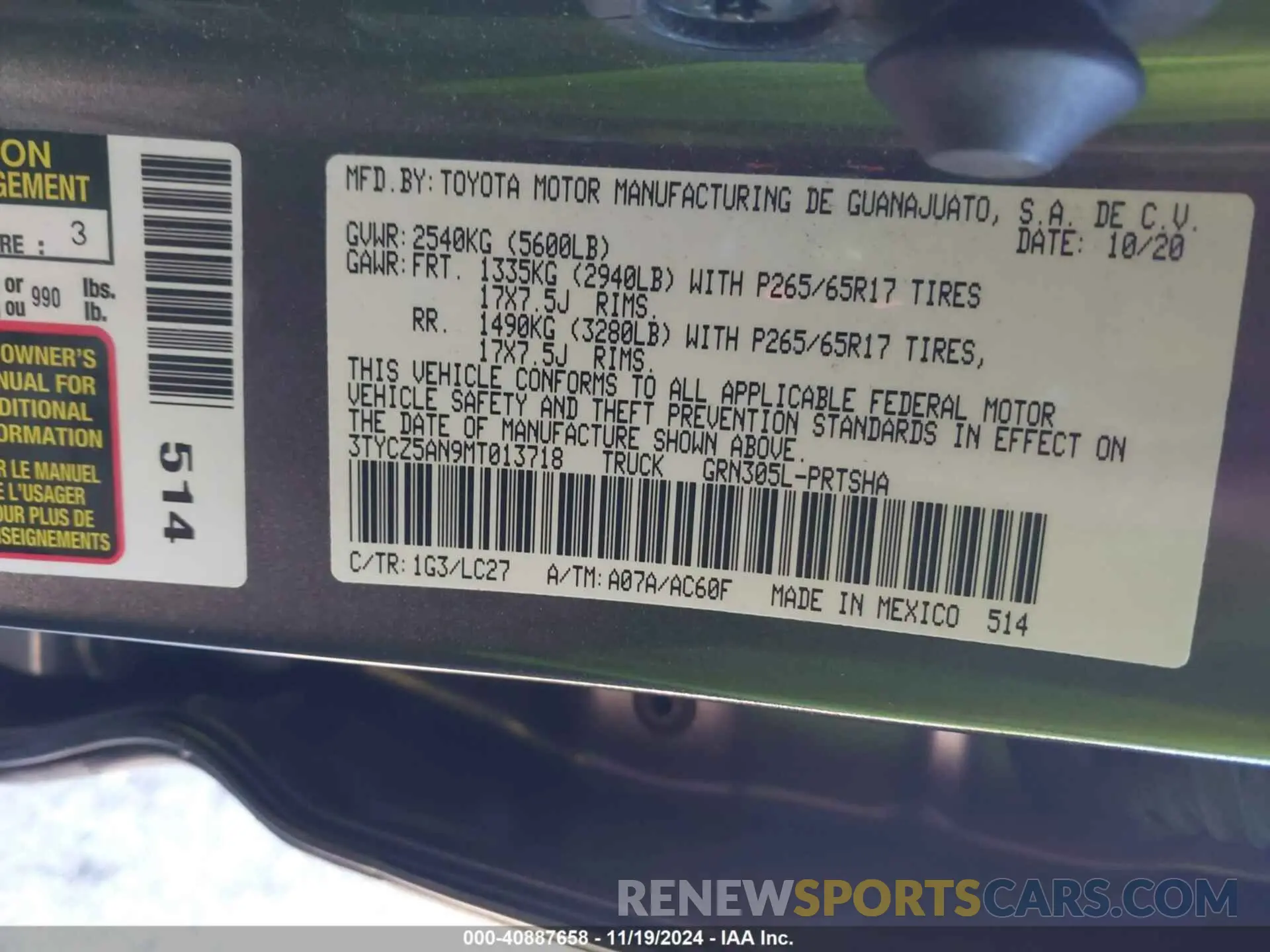 9 Photograph of a damaged car 3TYCZ5AN9MT013718 TOYOTA TACOMA 2021