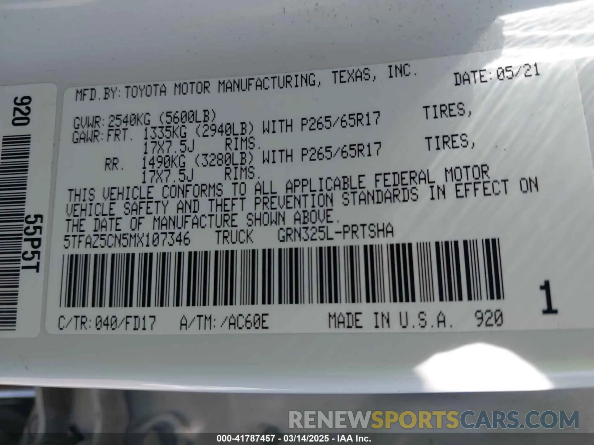 9 Photograph of a damaged car 5TFAZ5CN5MX107346 TOYOTA TACOMA 2021