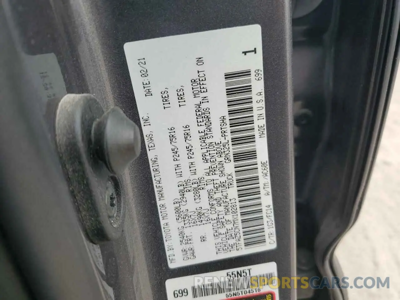 13 Photograph of a damaged car 5TFAZ5CN7MX102813 TOYOTA TACOMA 2021