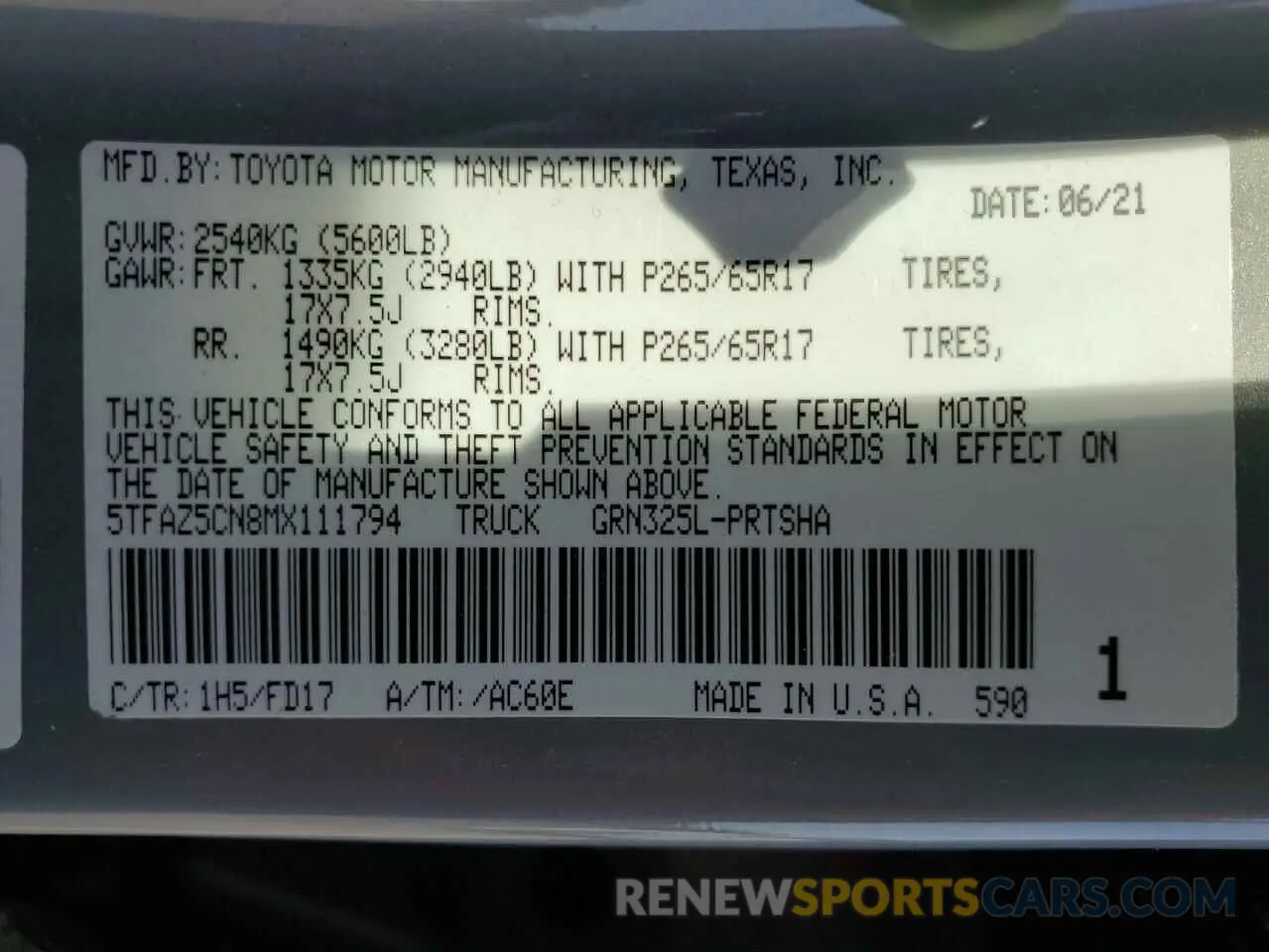 12 Photograph of a damaged car 5TFAZ5CN8MX111794 TOYOTA TACOMA 2021