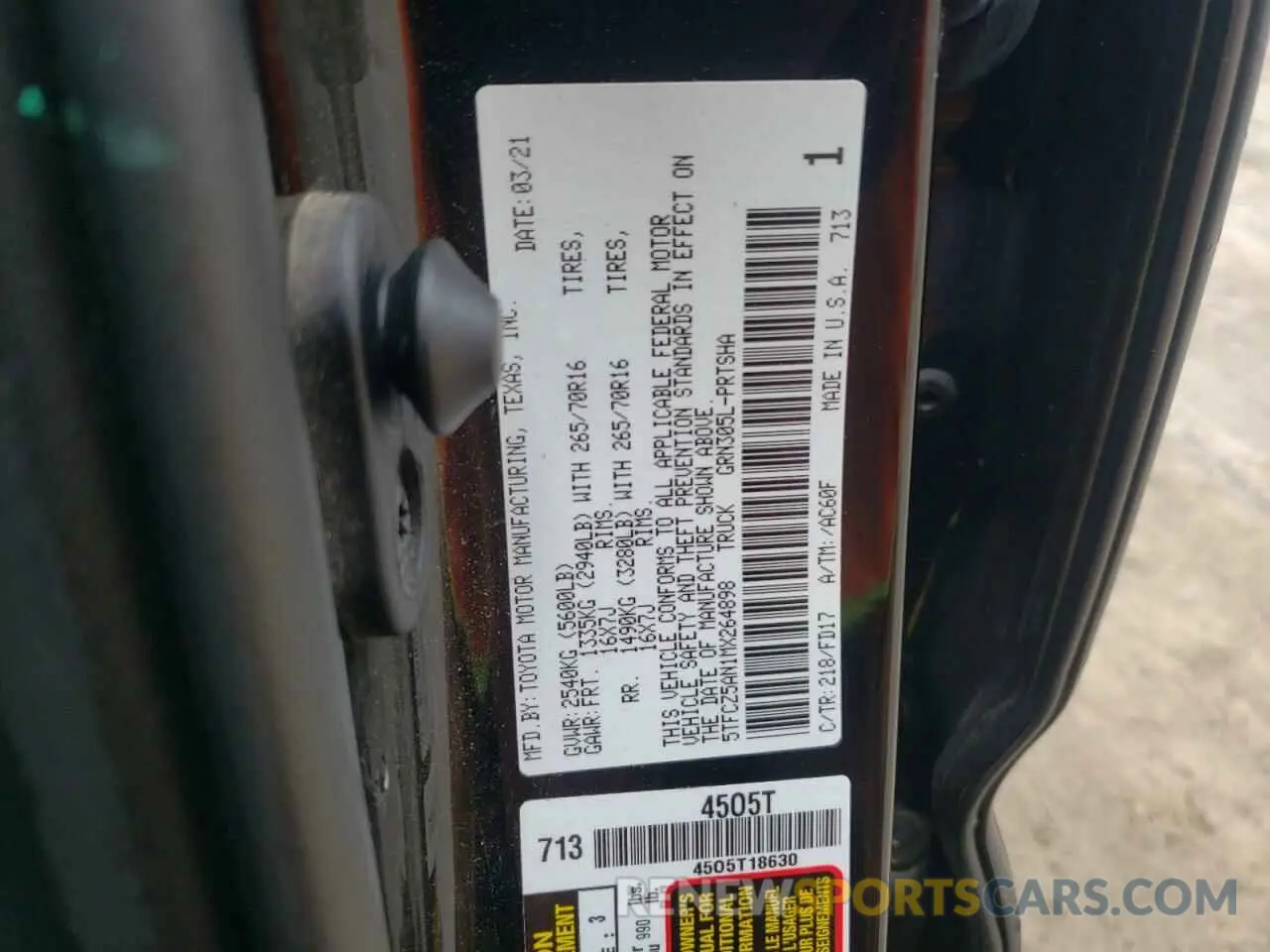 13 Photograph of a damaged car 5TFCZ5AN1MX264898 TOYOTA TACOMA 2021