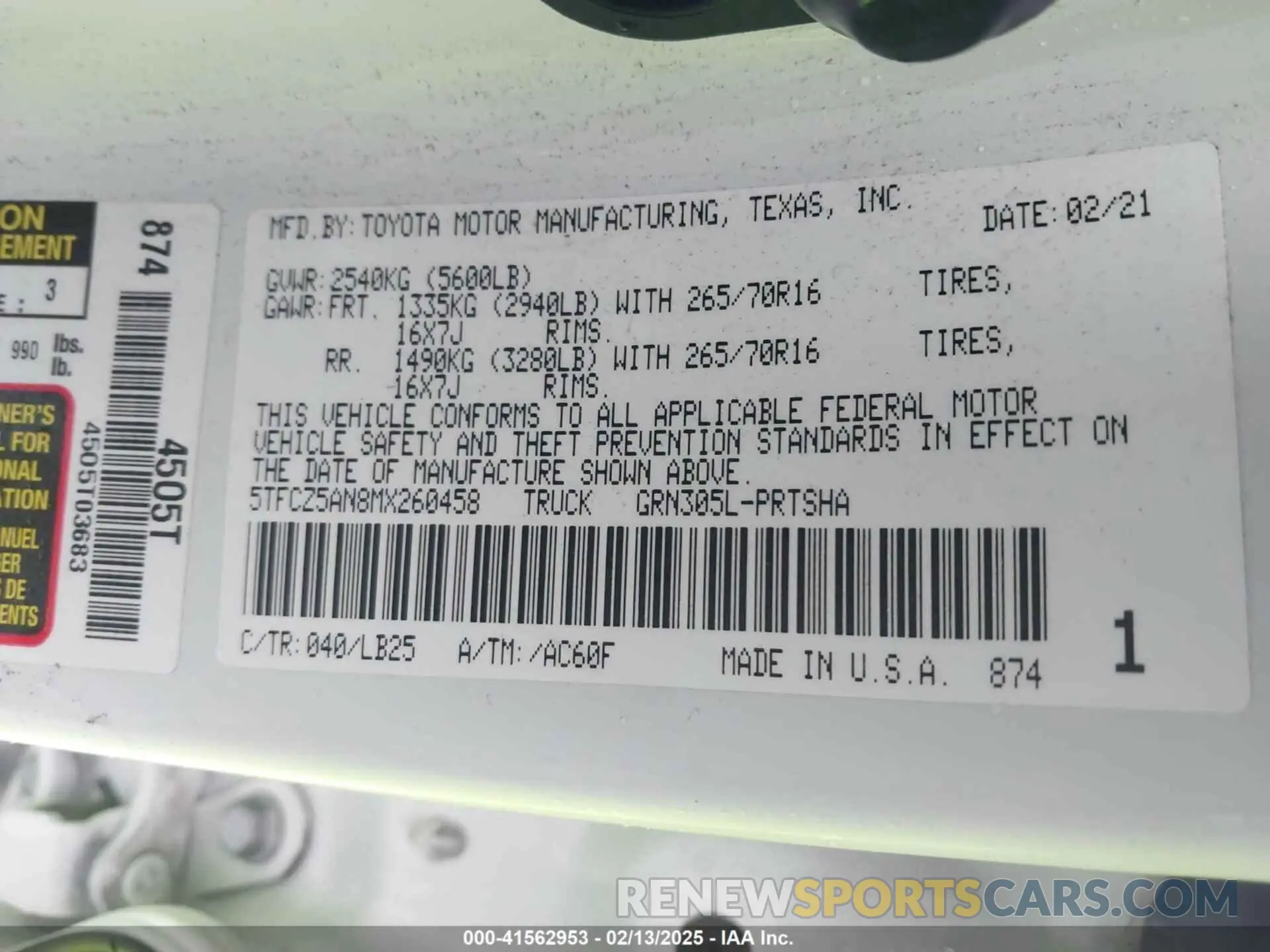 9 Photograph of a damaged car 5TFCZ5AN8MX260458 TOYOTA TACOMA 2021