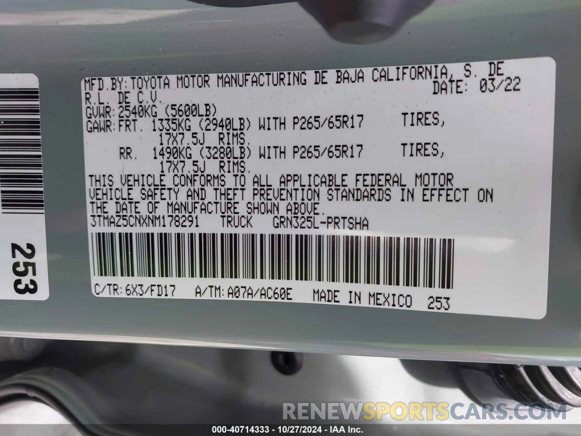 9 Photograph of a damaged car 3TMAZ5CNXNM178291 TOYOTA TACOMA 2022