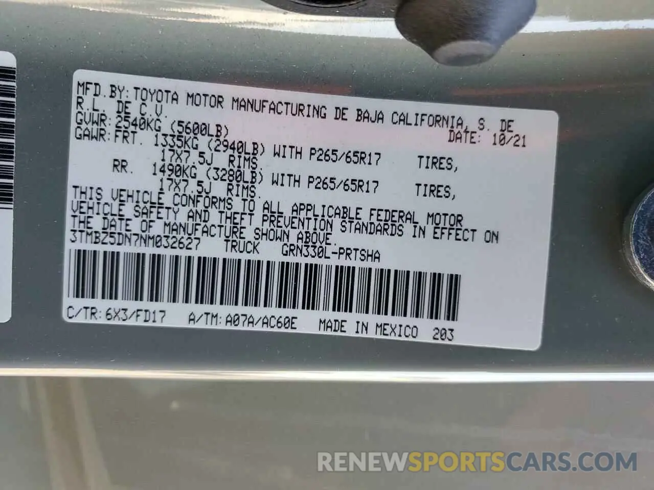 13 Photograph of a damaged car 3TMBZ5DN7NM032627 TOYOTA TACOMA 2022