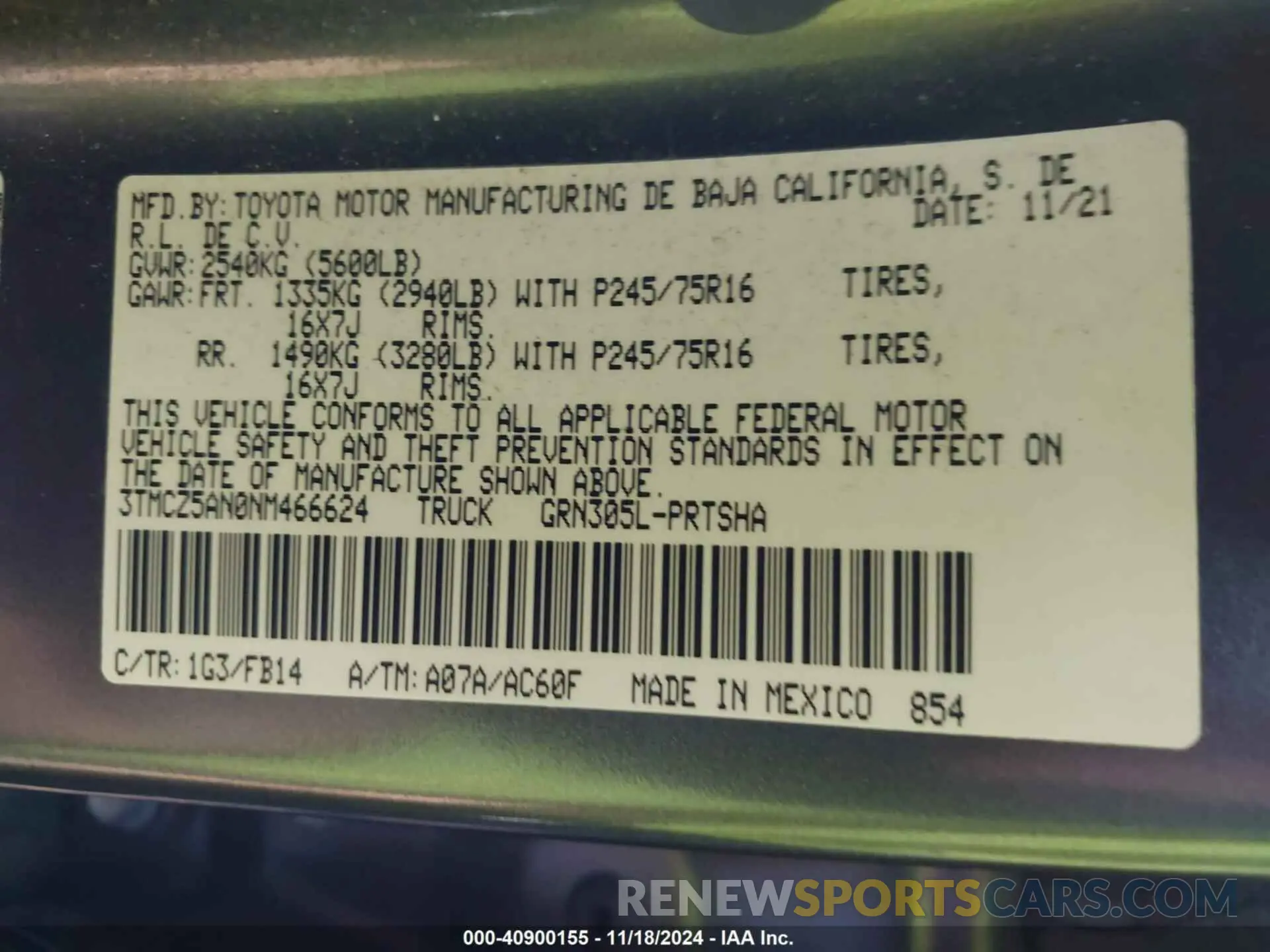 9 Photograph of a damaged car 3TMCZ5AN0NM466624 TOYOTA TACOMA 2022