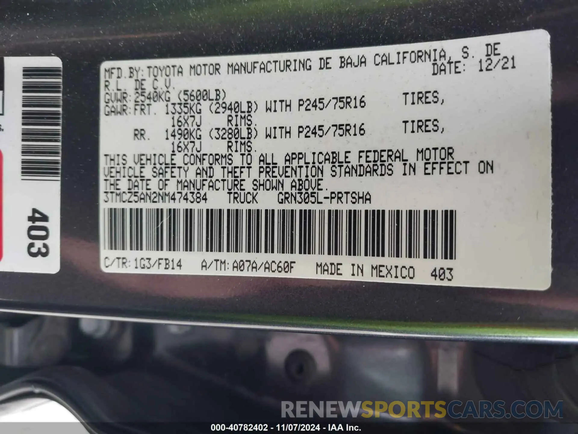 9 Photograph of a damaged car 3TMCZ5AN2NM474384 TOYOTA TACOMA 2022