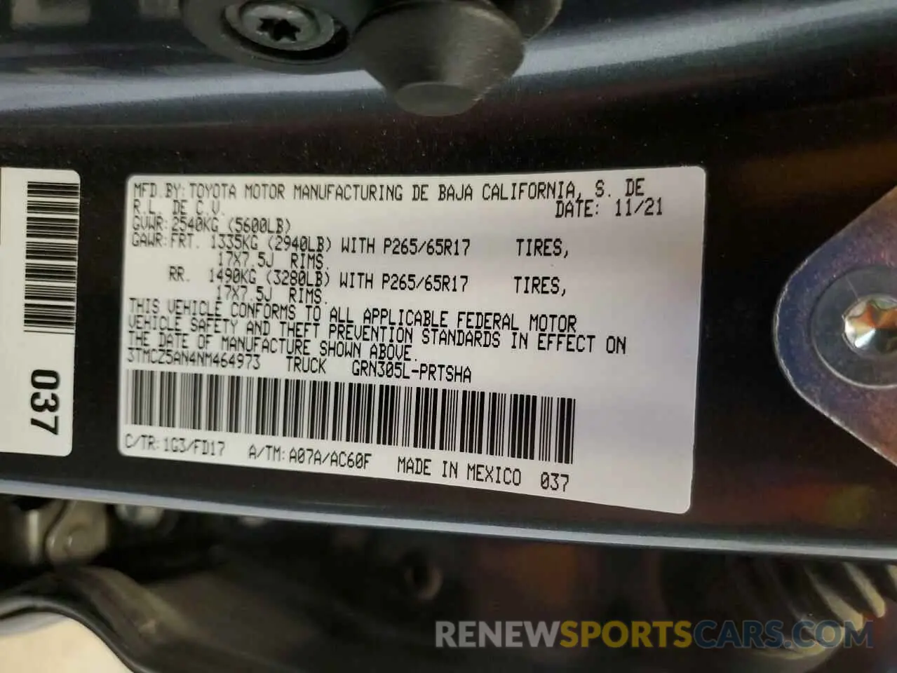 13 Photograph of a damaged car 3TMCZ5AN4NM464973 TOYOTA TACOMA 2022