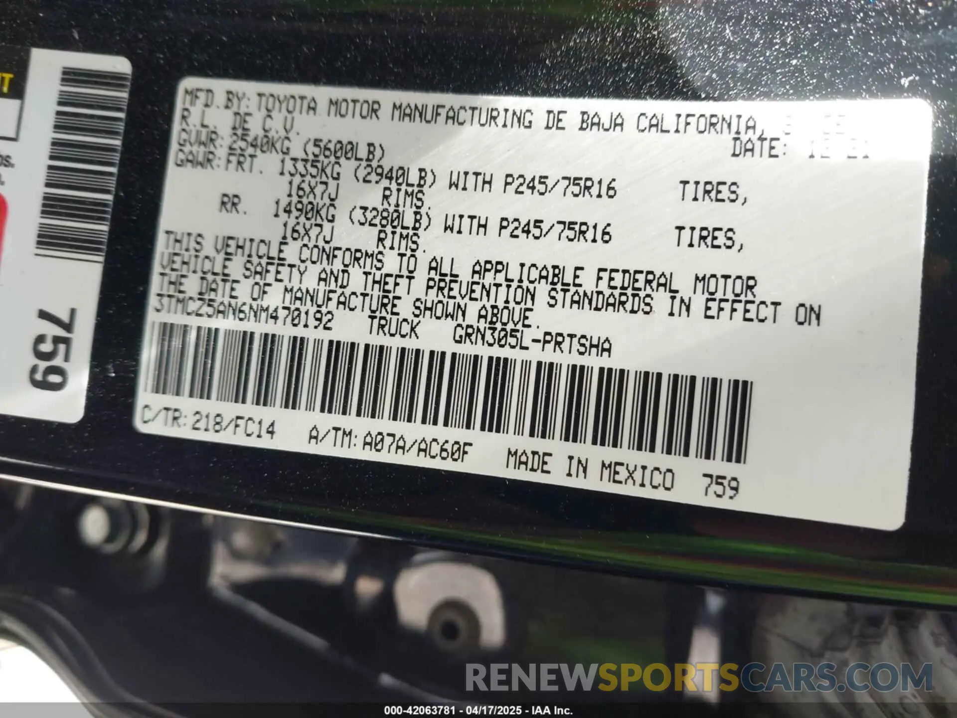 9 Photograph of a damaged car 3TMCZ5AN6NM470192 TOYOTA TACOMA 2022
