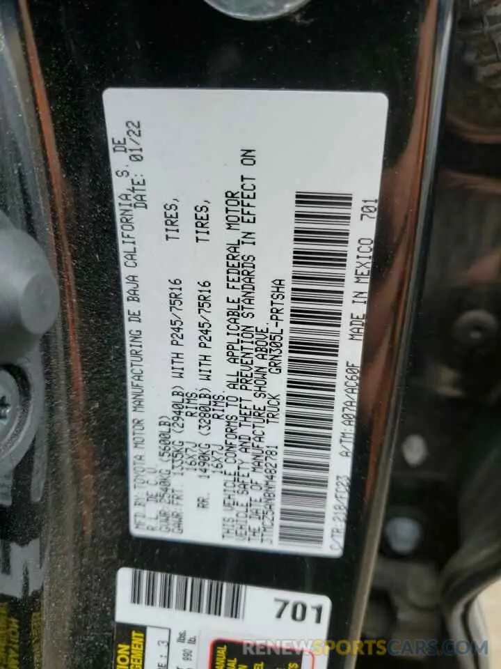 12 Photograph of a damaged car 3TMCZ5AN8NM482781 TOYOTA TACOMA 2022