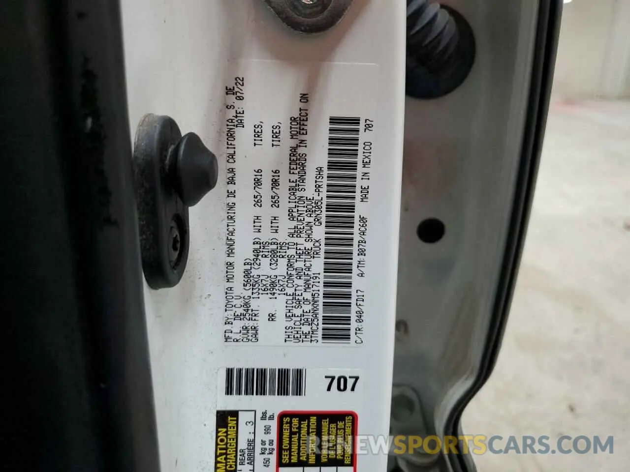 12 Photograph of a damaged car 3TMCZ5ANXNM517191 TOYOTA TACOMA 2022